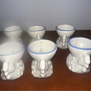 Pfaltzgraff Yorktowne Rooster Chicken Egg Cups  Stoneware Vintage Set of 6
